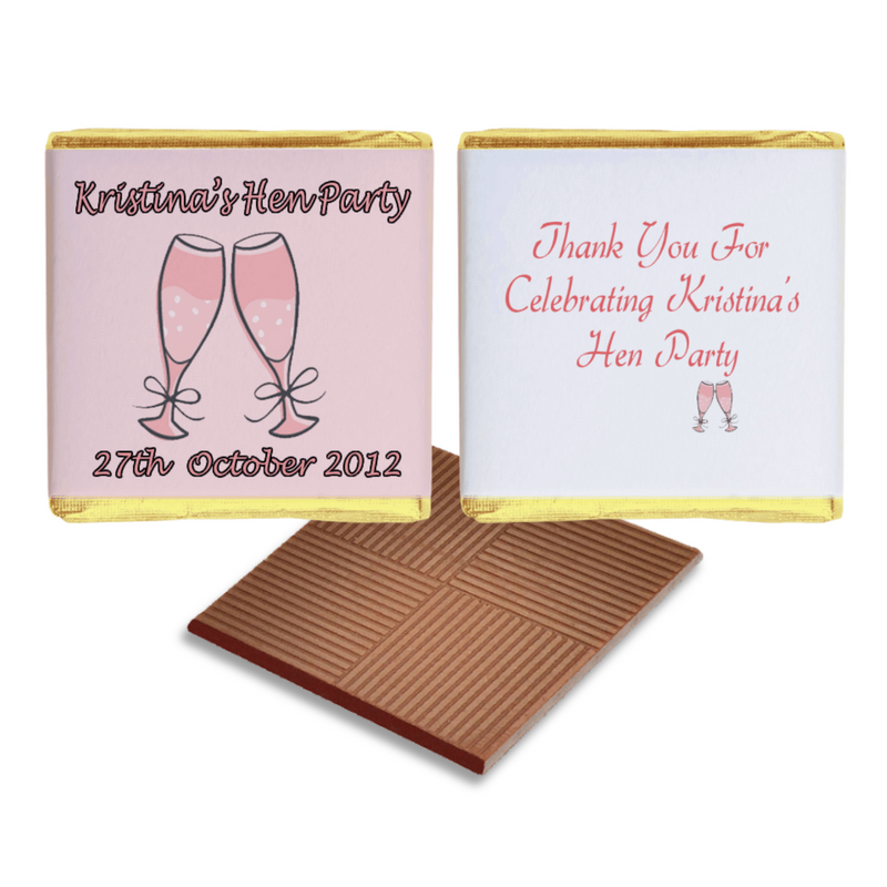 Pink Champagne Glass Personalised Chocolate Wedding Favour