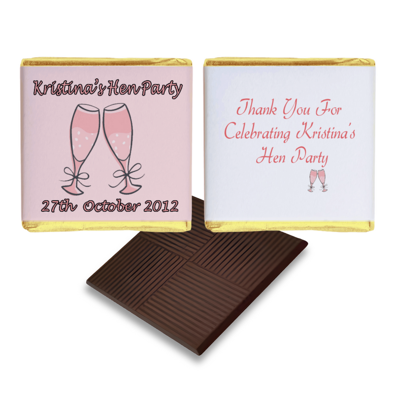 Pink Champagne Glass Personalised Chocolate Wedding Favour