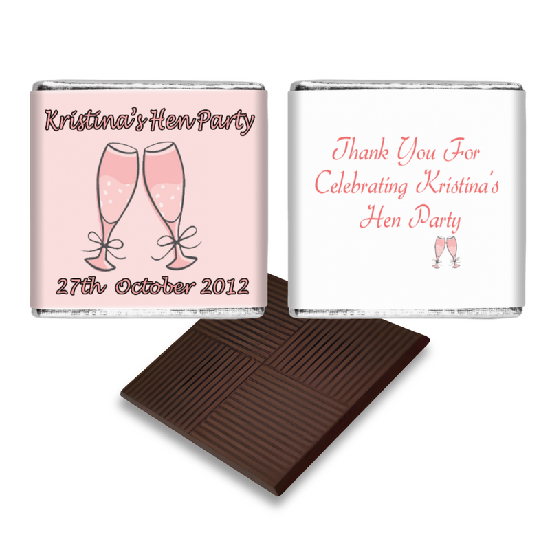 Pink Champagne Glass Personalised Chocolate Wedding Favour