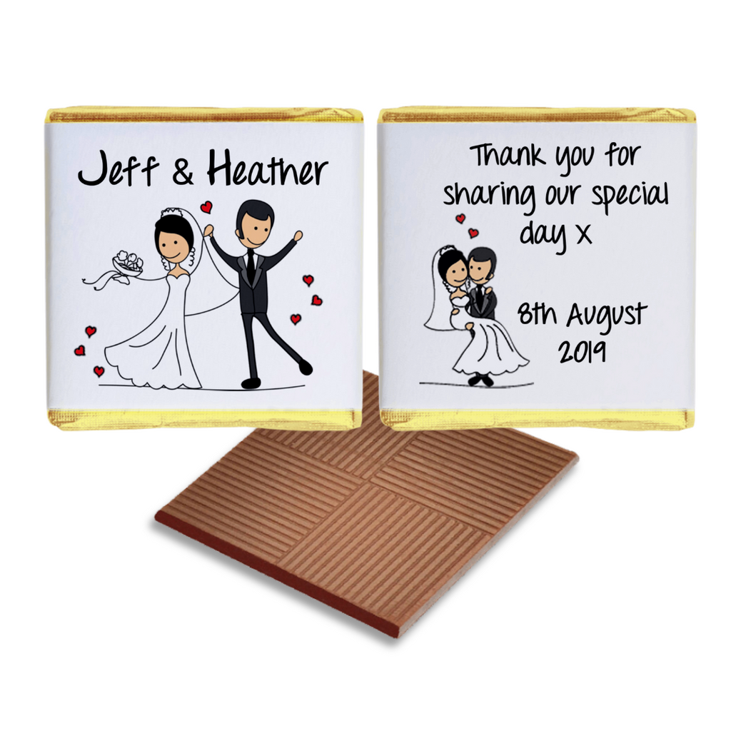 Bride & Groom Personalised Chocolate Wedding Favours