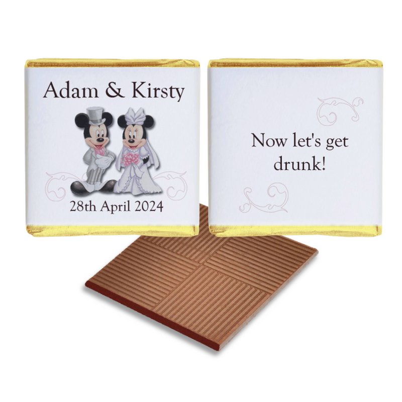 Mickey & Minnie Mouse Personalised Chocolate Wedding Favours