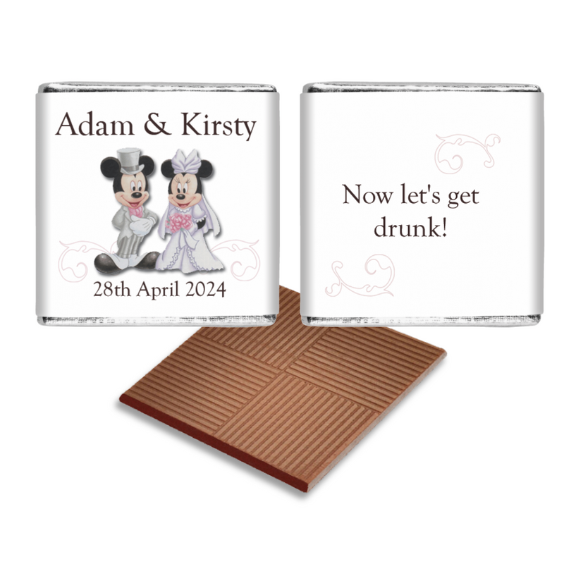 Mickey & Minnie Mouse Personalised Chocolate Wedding Favours