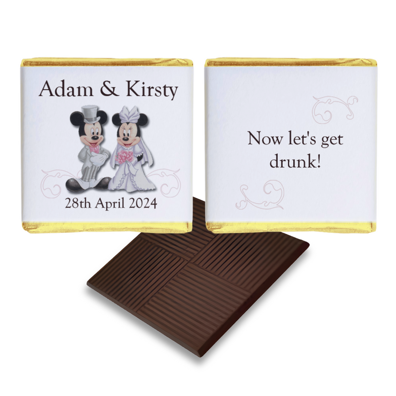 Mickey & Minnie Mouse Personalised Chocolate Wedding Favours