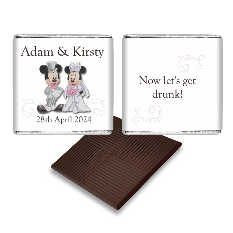 Mickey & Minnie Mouse Personalised Chocolate Wedding Favours