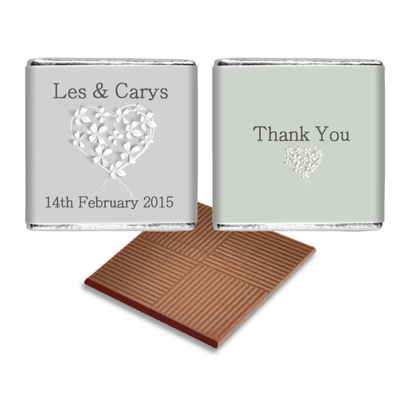 Silver Heart Chocolate Wedding Favours