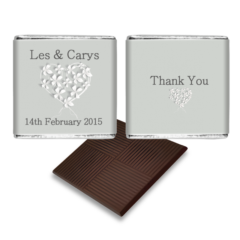 Silver Heart Chocolate Wedding Favours