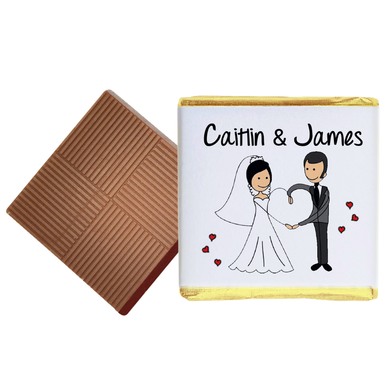 Cartoon Bride and Groom Personalised Wedding Favour