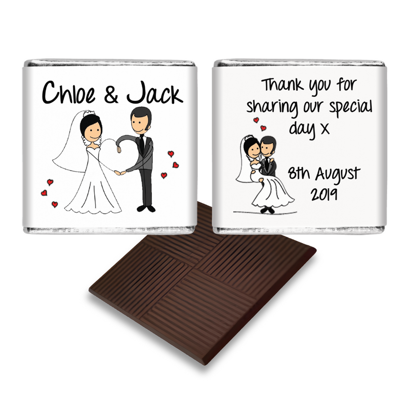 Cartoon Bride and Groom Personalised Wedding Favour