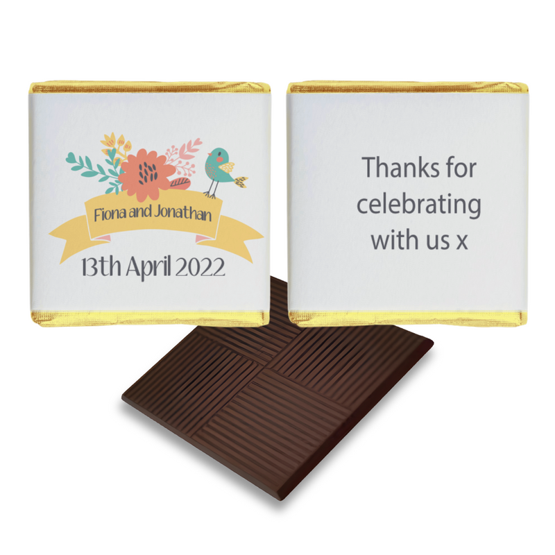 Love Birds Personalised Chocolate Wedding Favours