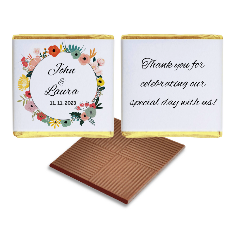 Colourful Flowers Chocolate Wedding Favour