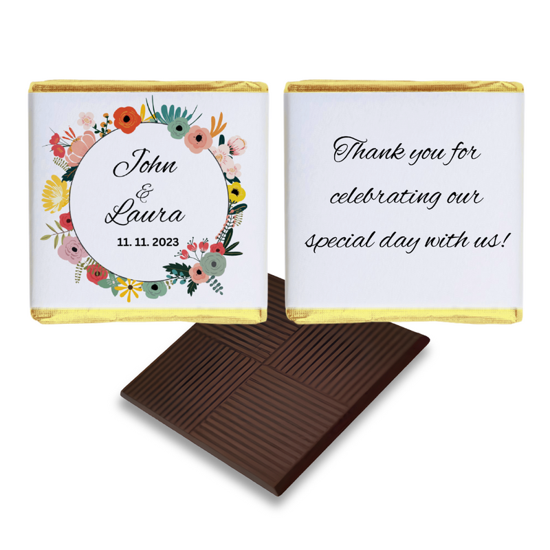 Colourful Flowers Chocolate Wedding Favour