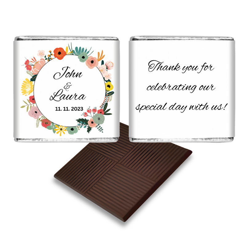 Colourful Flowers Chocolate Wedding Favour