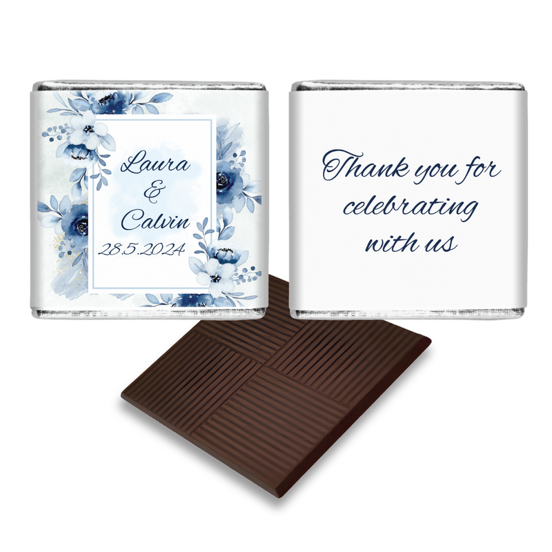 Blue Floral Chocolate Wedding Favour