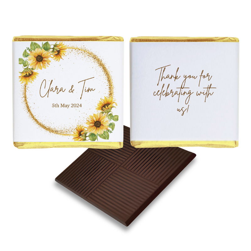 Golden Sunflower Chocolate Wedding Favours