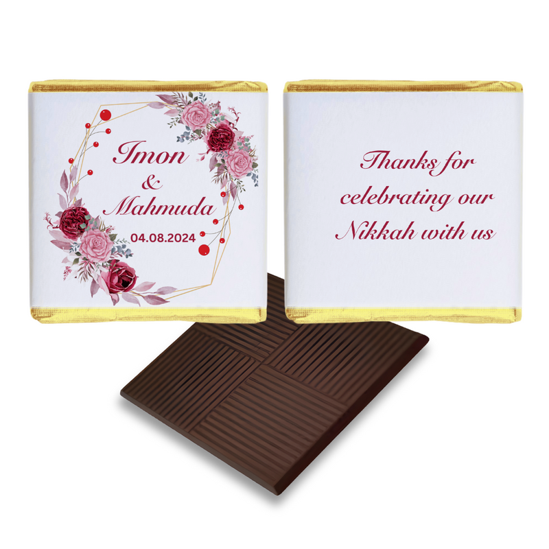 Pink and Red Flowers Chocolate Wedding Favours