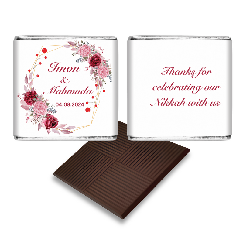 Pink and Red Flowers Chocolate Wedding Favours