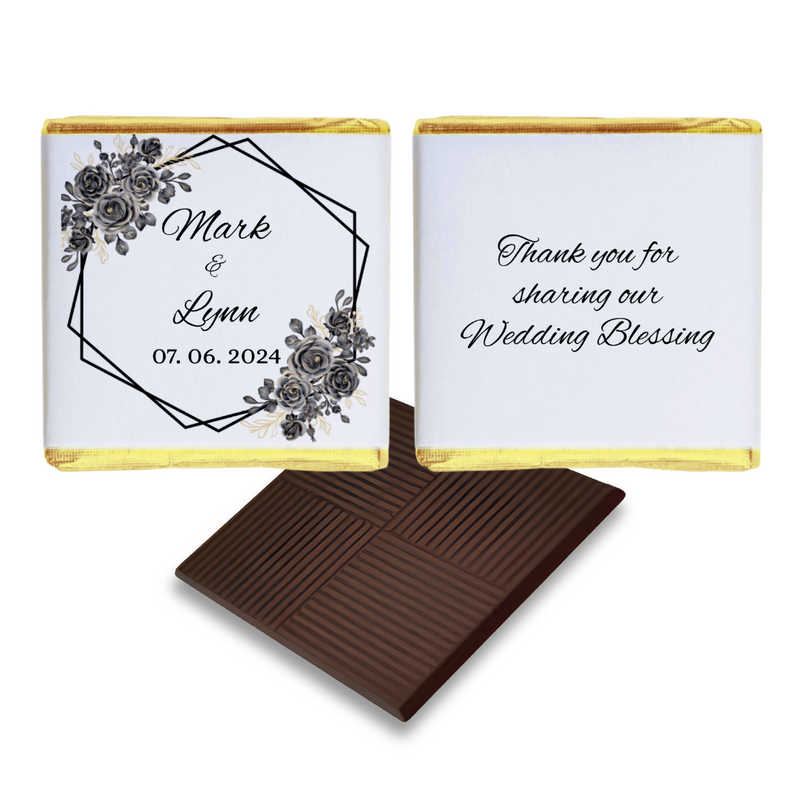 Black & White Floral Wedding Favour