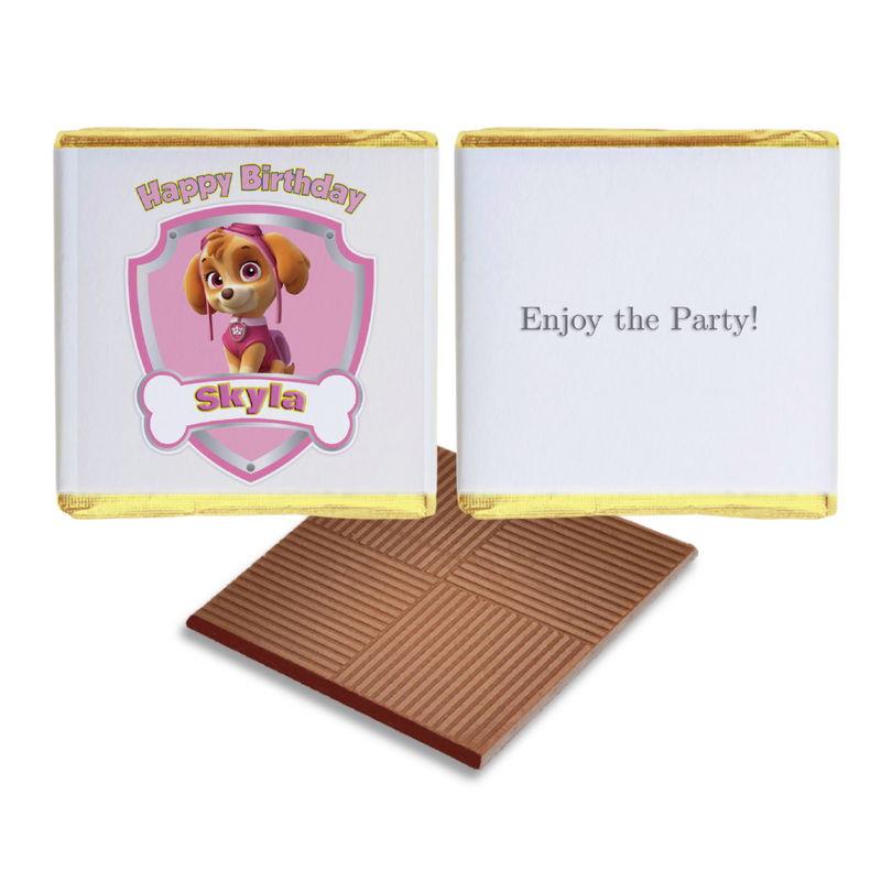 Pink Paw Patrol  Personalised Chocolate Birthday Favours