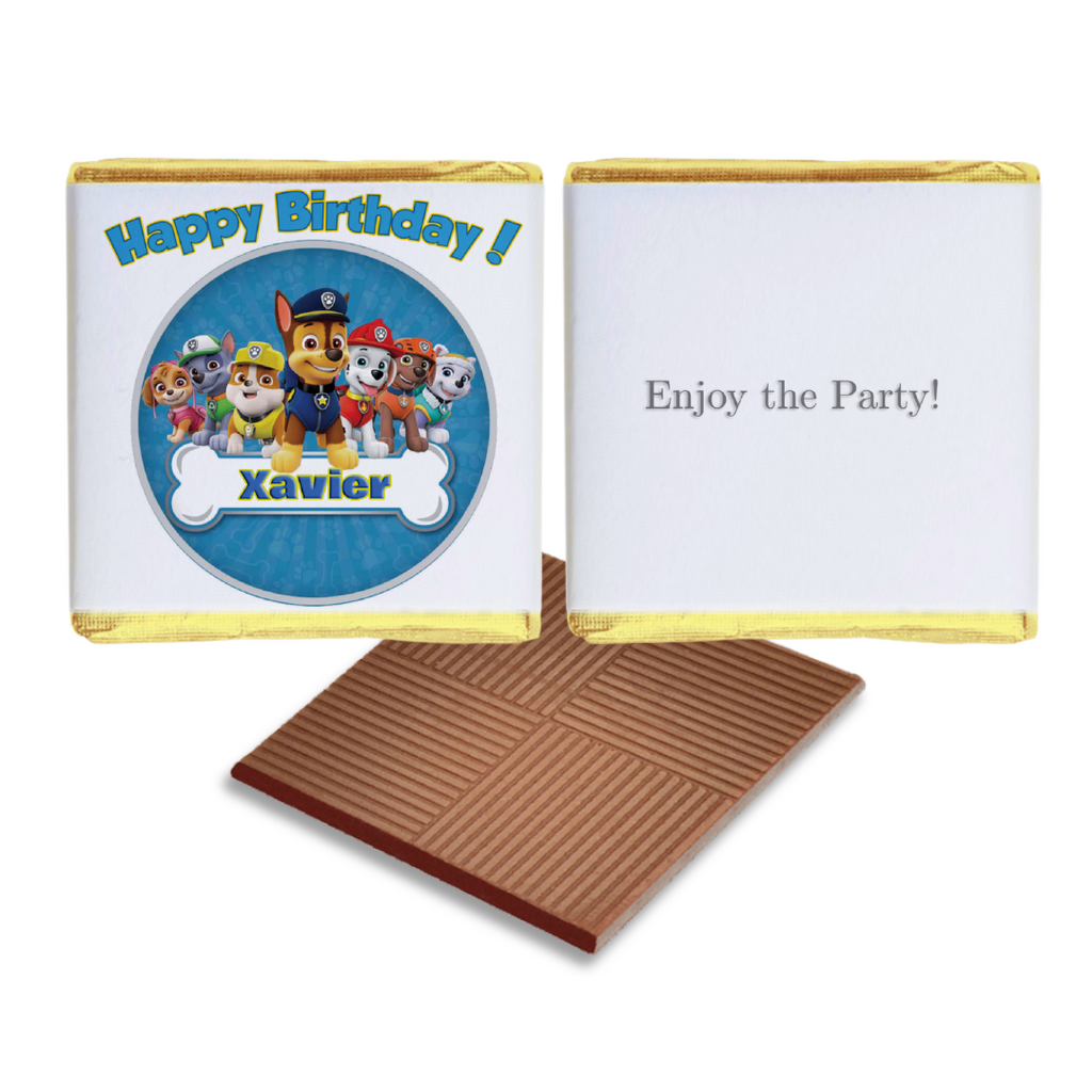 Blue Paw Patrol  Personalised Chocolate Birthday Favours