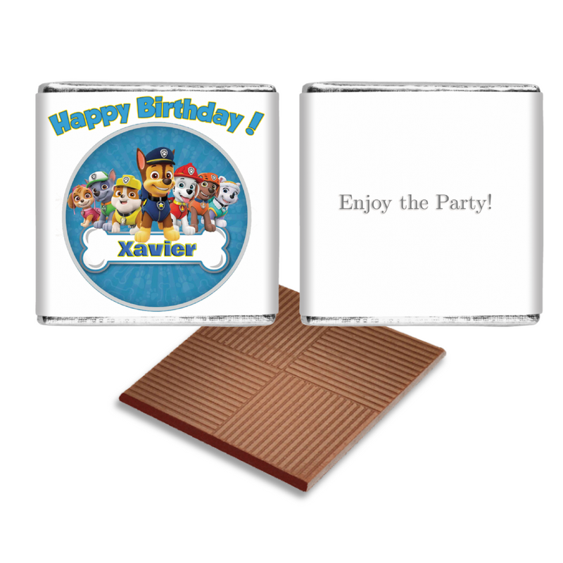 Blue Paw Patrol  Personalised Chocolate Birthday Favours