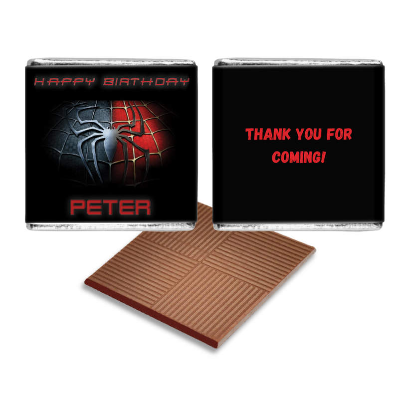 Spiderman Personalised Chocolate Birthday Favours