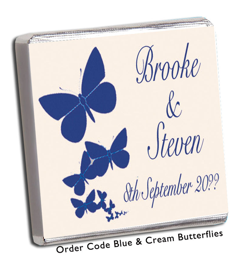 cream and blue butterfly wedding favour 