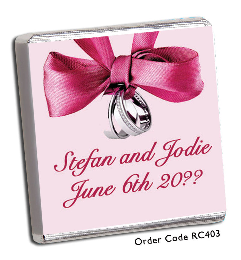 pink ribbon and silver bands  wedding favour 