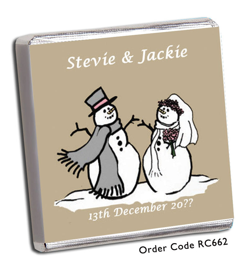 snowman bride and groom wedding favours 