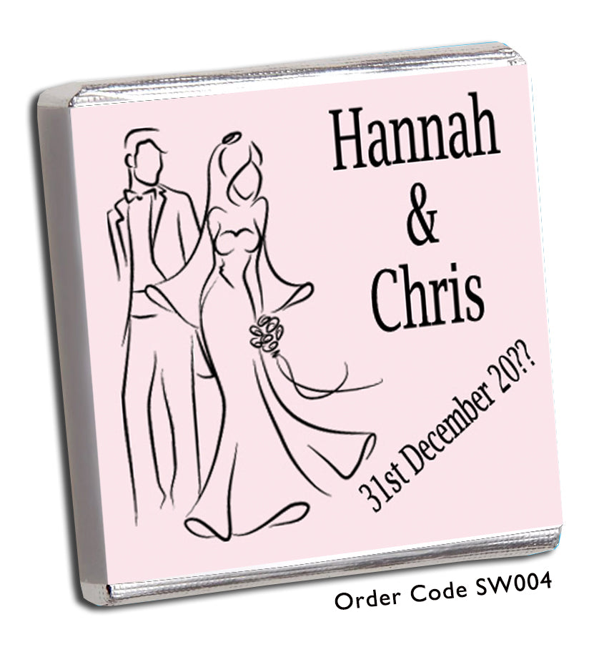 silhouette bride and groom pink wedding favour