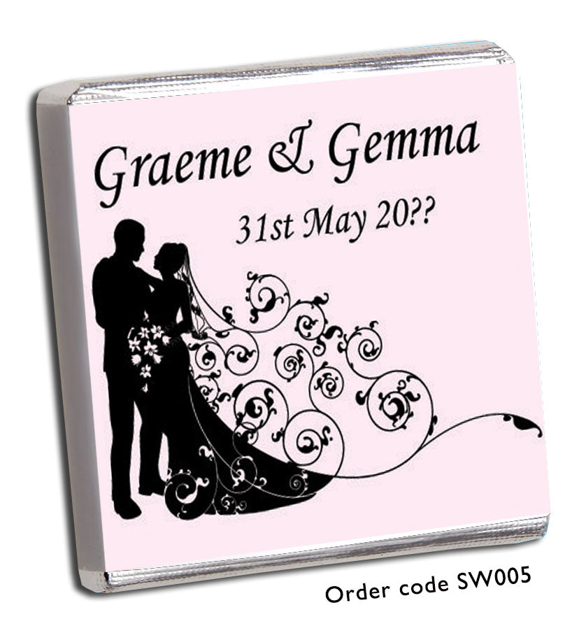 Silhouette bride and groom wedding favour 