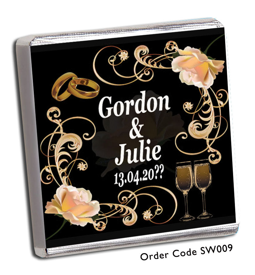 Gold and black wedding favour