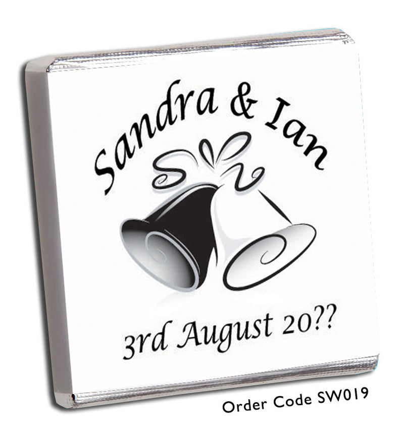 black and white bells wedding favours 