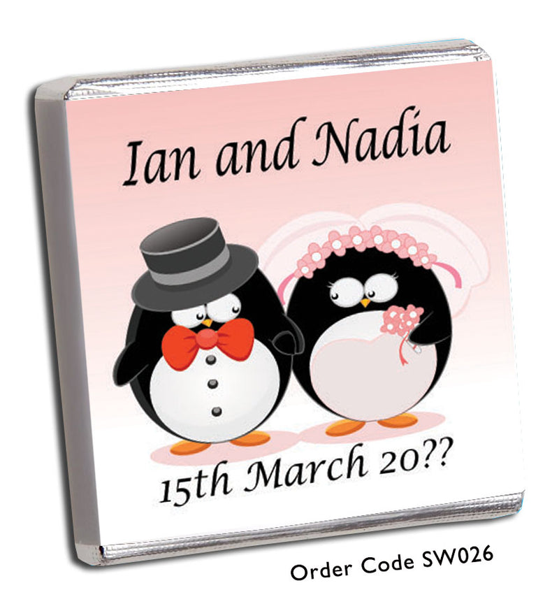 penguin bride and groom wedding favour 