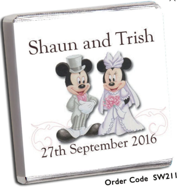 Mickey & Minnie Mouse Personalised Chocolate Wedding Favours
